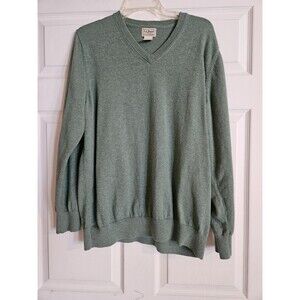 L.L. Bean Men’s Sweater Cashmere Blend Green Long Sleeve V-Neck Extra Large Reg